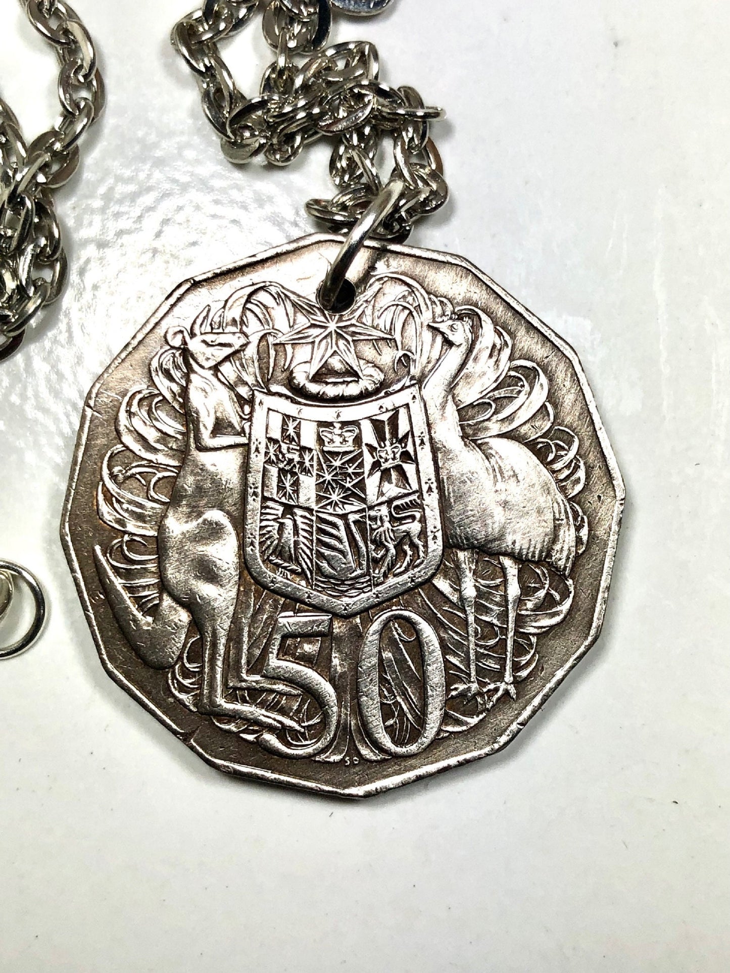 Australia Necklace Coin Australian 50 Cent Personal Necklace Old Vintage Handmade Jewelry Gift Friend Charm For Him Her World Coin Collector