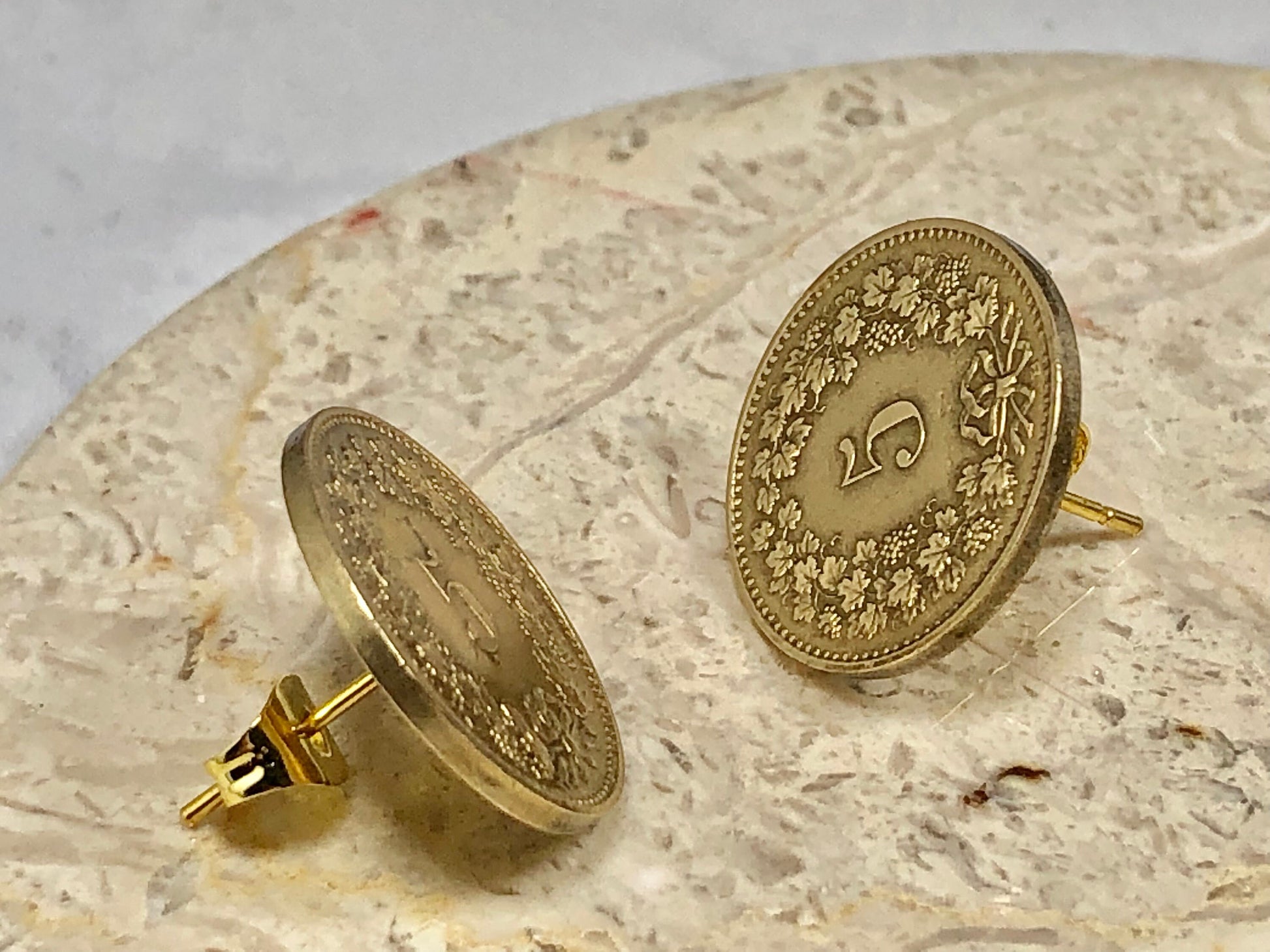 Switzerland Coin Stud Earrings Set Swiss Francs Custom Made Rare Coins Coin Enthusiast Fashion Accessory Handmade
