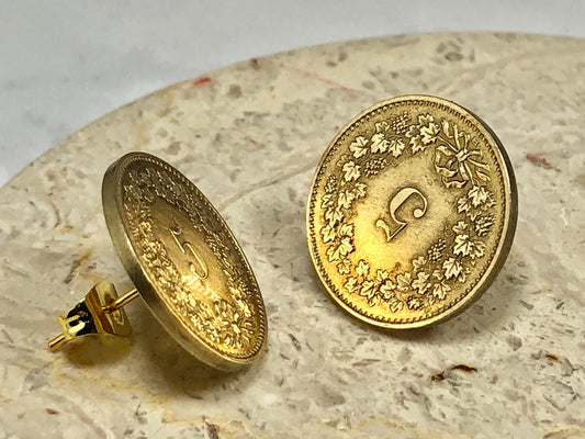 Switzerland Coin Stud Earrings Set Swiss Francs Custom Made Rare Coins Coin Enthusiast Fashion Accessory Handmade
