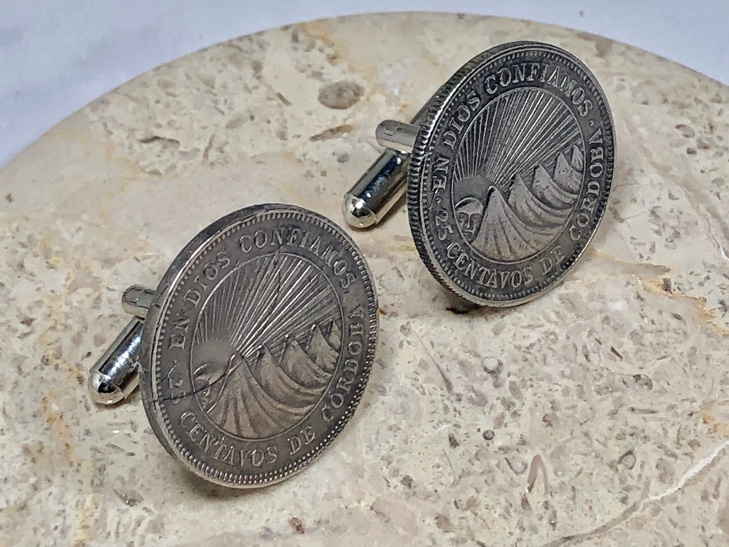 Nicaragua Coin Cuff Links Nicaraguan Centavos Custom Personal Vintage Handmade Jewelry Gift Friend Charm For Him Her World Coin Collector
