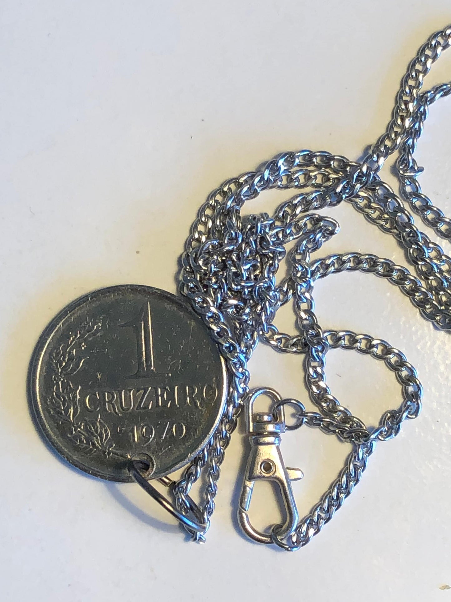 Brazil Coin Necklace - 1 Cruzeiro - 1970 Brazilian Pendant Custom Made Vintage & Rare coins - Coin Enthusiast Handmade