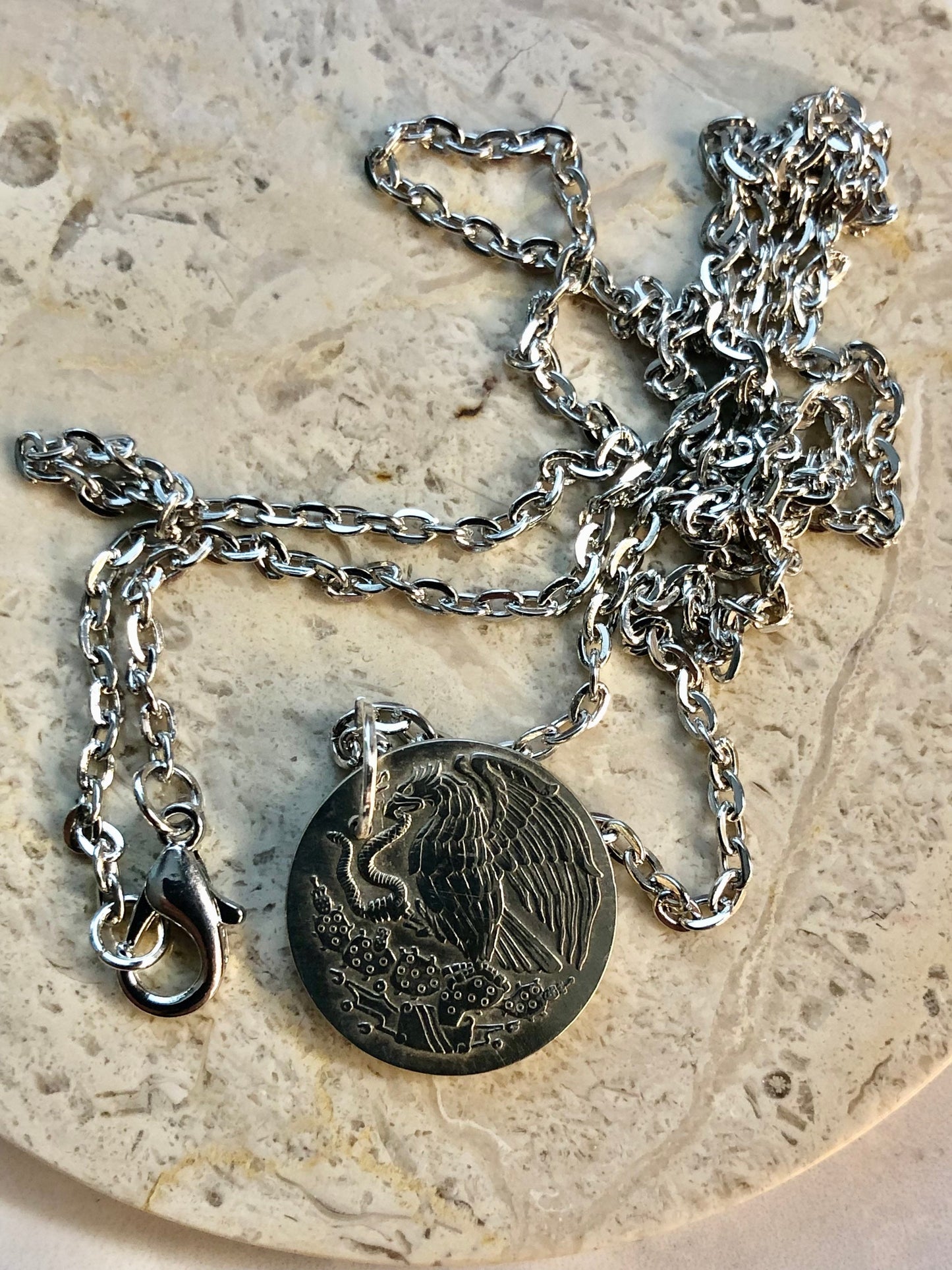 Mexico Heart Necklace & Pendant made from the same Mexican 10 Peso Coin Handmade in Canada