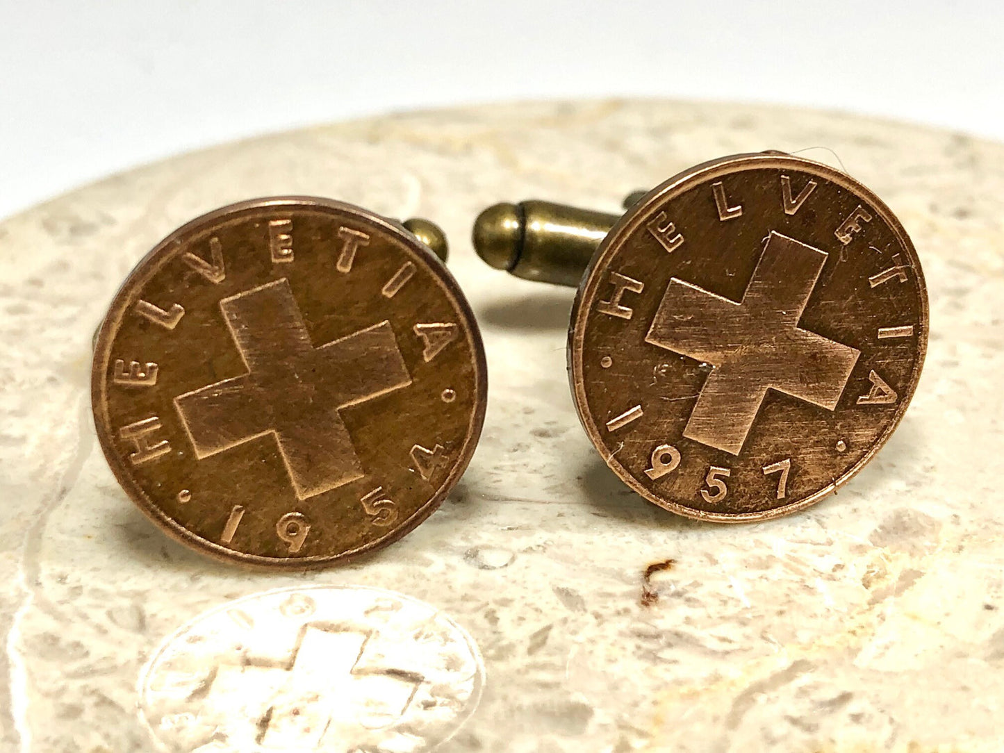 Switzerland Coin Cuff Links Swiss Rappen Custom Made Vintage and Rare coins - Cufflinks Coin Enthusiast - Fashion Accessory