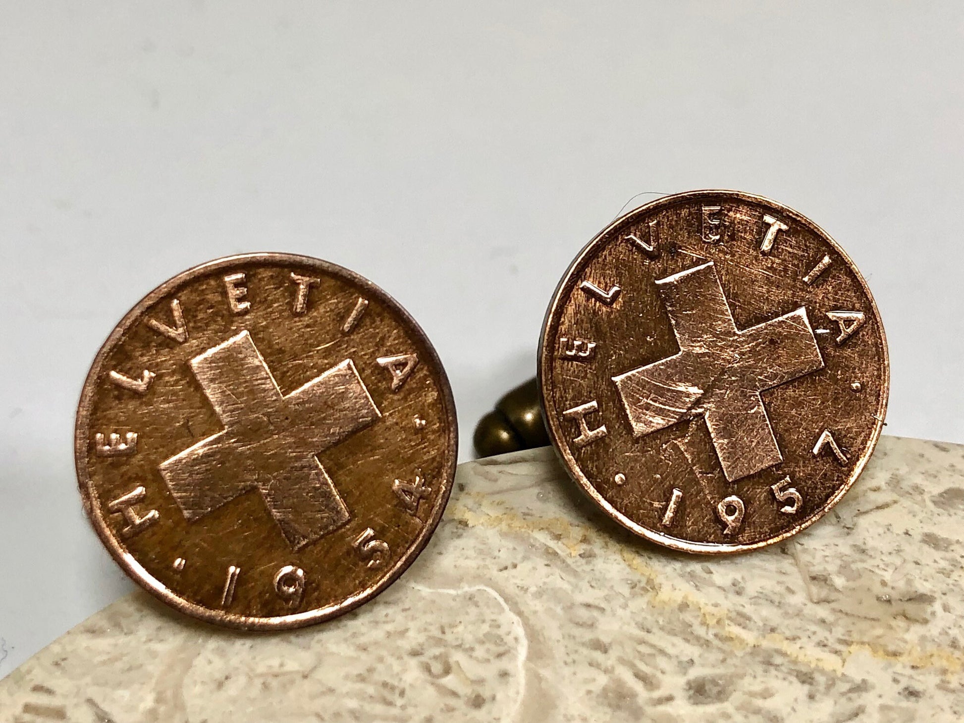 Switzerland Coin Cuff Links Swiss Rappen Custom Made Vintage and Rare coins - Cufflinks Coin Enthusiast - Fashion Accessory