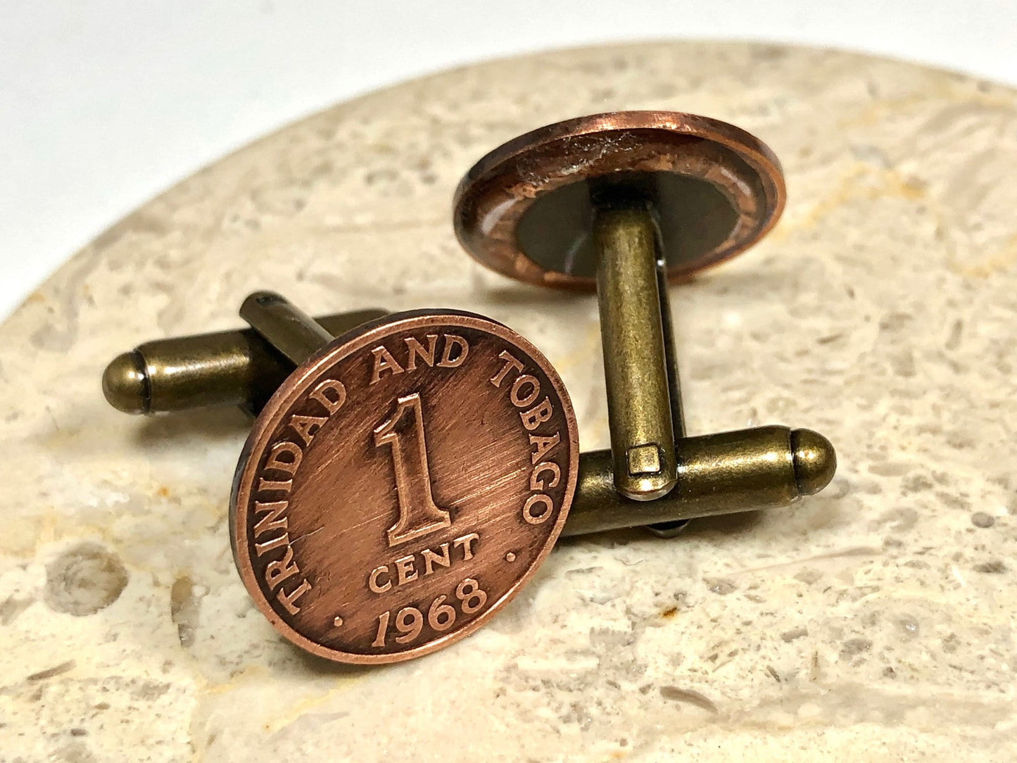 Trinidad and Tobago Coin Cuff Links Trinidadian 1 Penny Custom Made Cufflinks Coin Enthusiast Personal Jewelry World Coin Collector