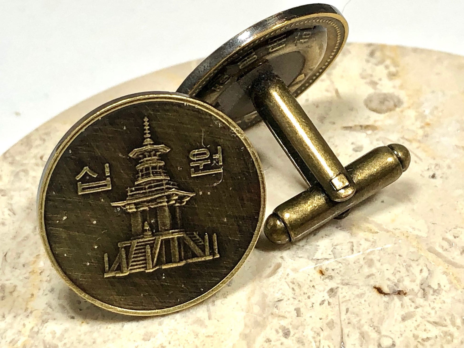 South Korea Coin Cuff Links Korean 10 Won Custom Made Vintage Personal Handmade Jewelry Gift Friend Charm For Him Her World Coin Collector
