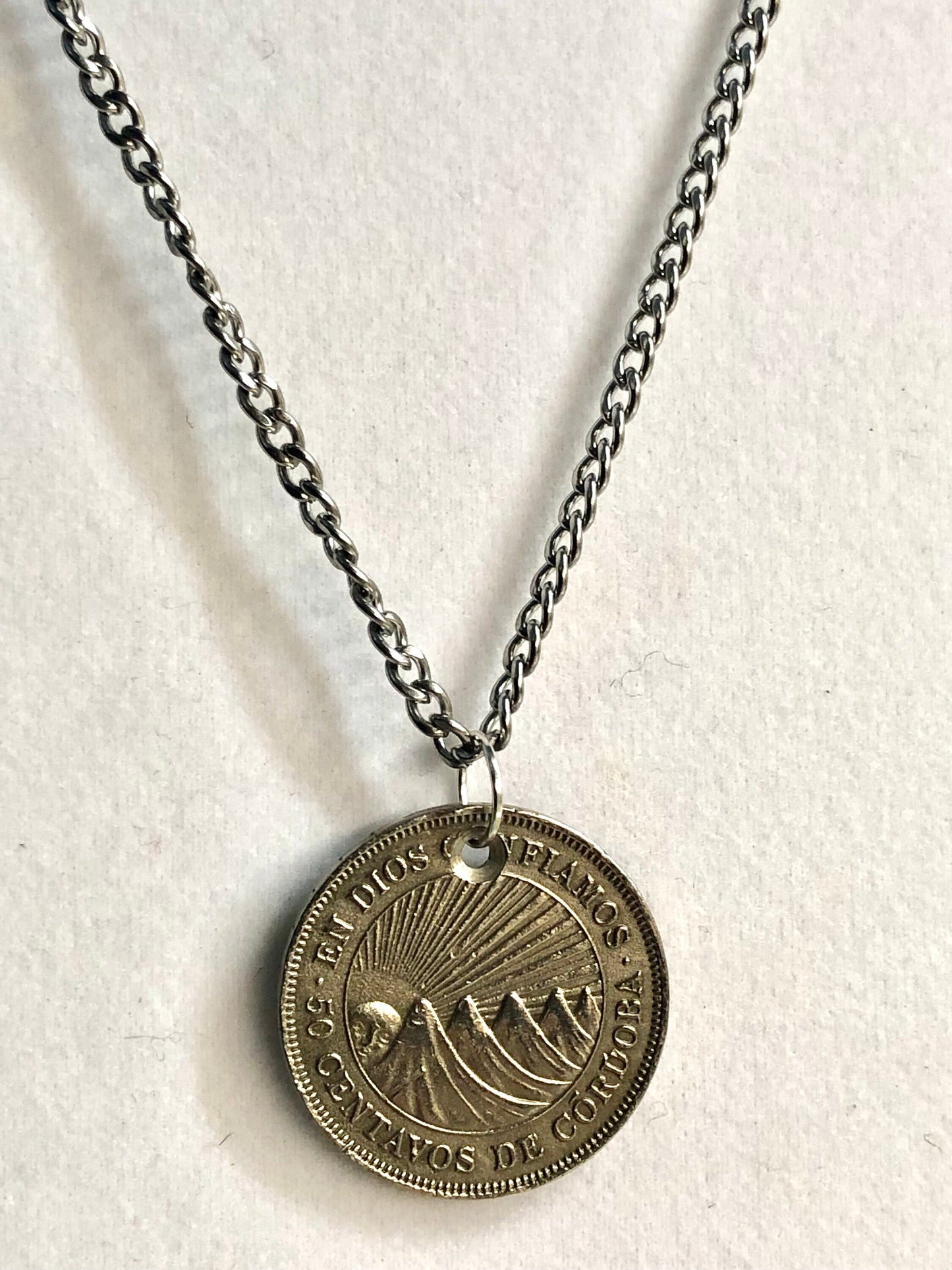 Nicaragua Coin 50 Centavos Necklace Pendant Nicaraguan Coin Vintage Custom Made Rare coins - Coin Enthusiast - Handmade - Fashion