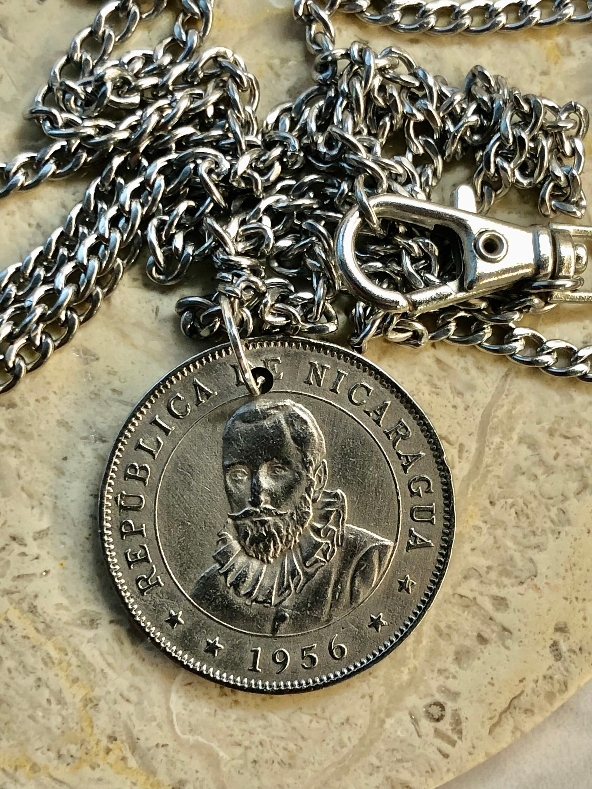 Nicaragua Coin 50 Centavos Necklace Pendant Nicaraguan Coin Vintage Custom Made Rare coins - Coin Enthusiast - Handmade - Fashion