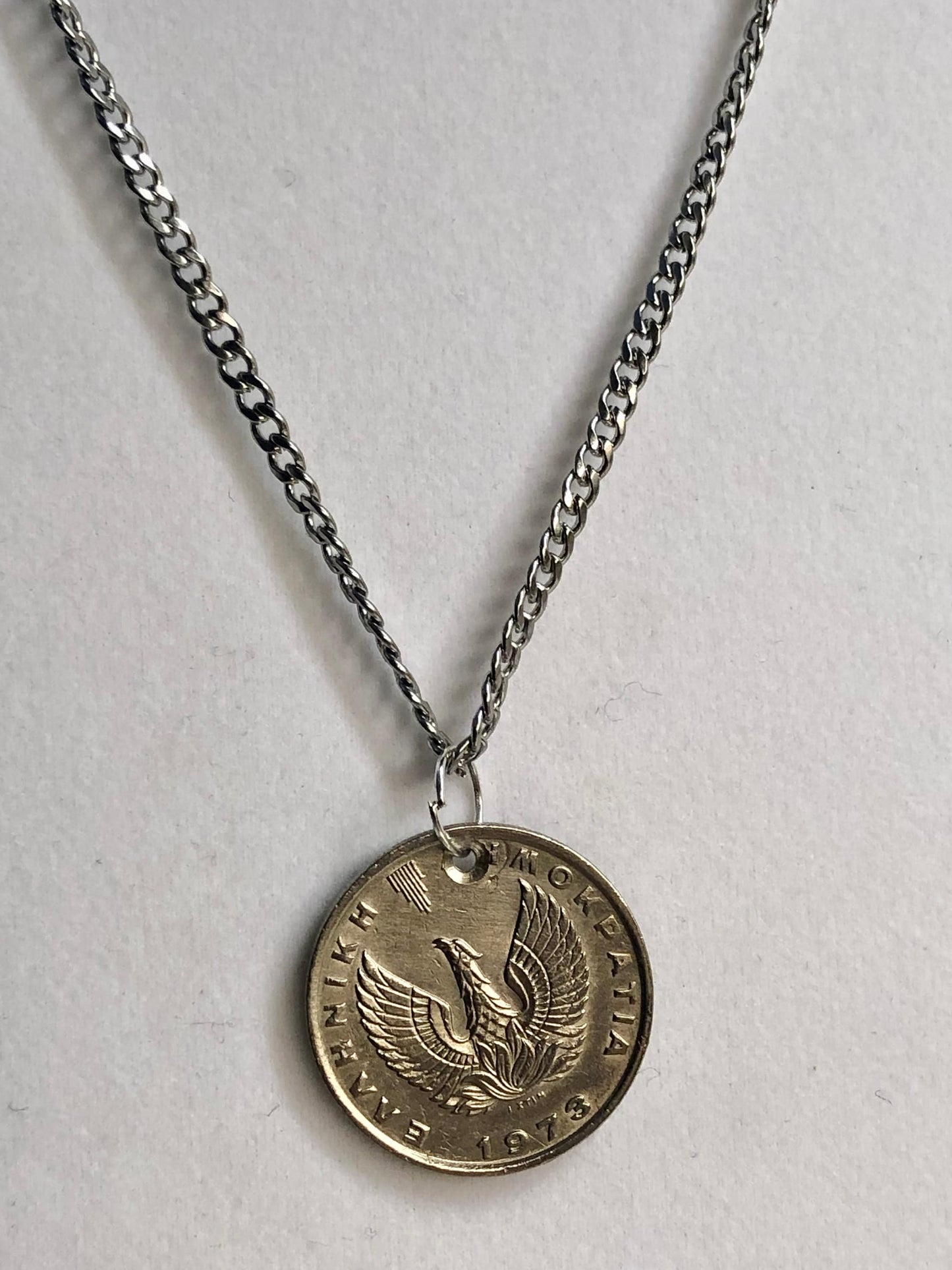 Greek Coin Necklace 10 Apaxmai Greece Pendant Coin Vintage Custom Made Rare Coins Coin Enthusiast Handmade Fashion Accessory