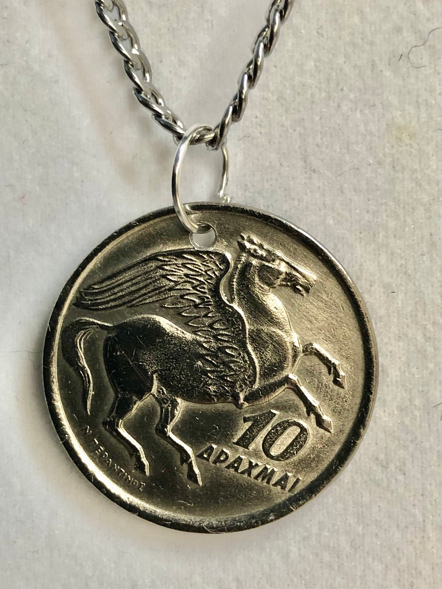 Greek Coin Necklace 10 Apaxmai Greece Pendant Coin Vintage Custom Made Rare Coins Coin Enthusiast Handmade Fashion Accessory