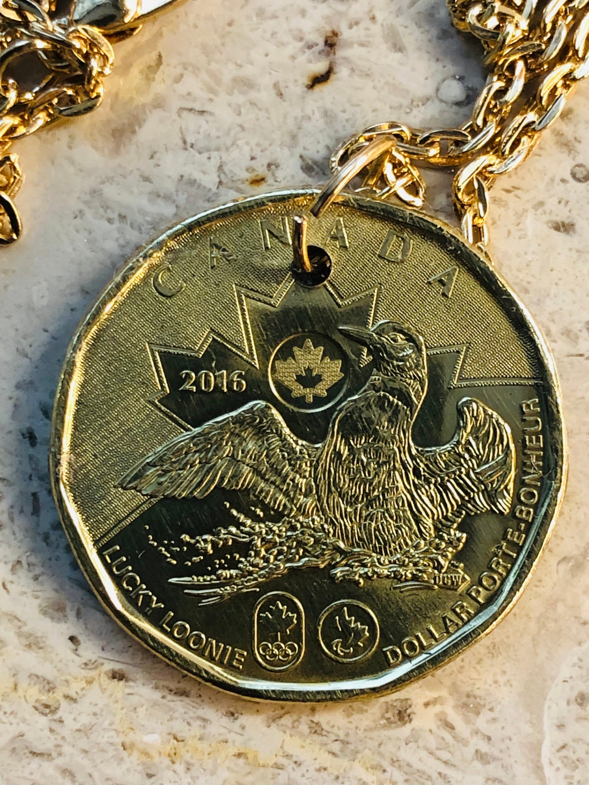 Canada Coin Necklace Pendant 2016 Flying Loon Dollar Loonie Custom Vintage Made Rare coins - Coin Enthusiast Fashion Handmade