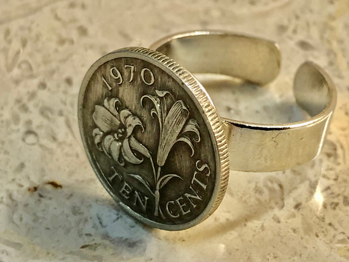 Bermuda Coin Ring Bermy 10 Cents Vintage Adjustable Custom Made Rare Coins Coin Enthusiast Fashion Accessory Handmade