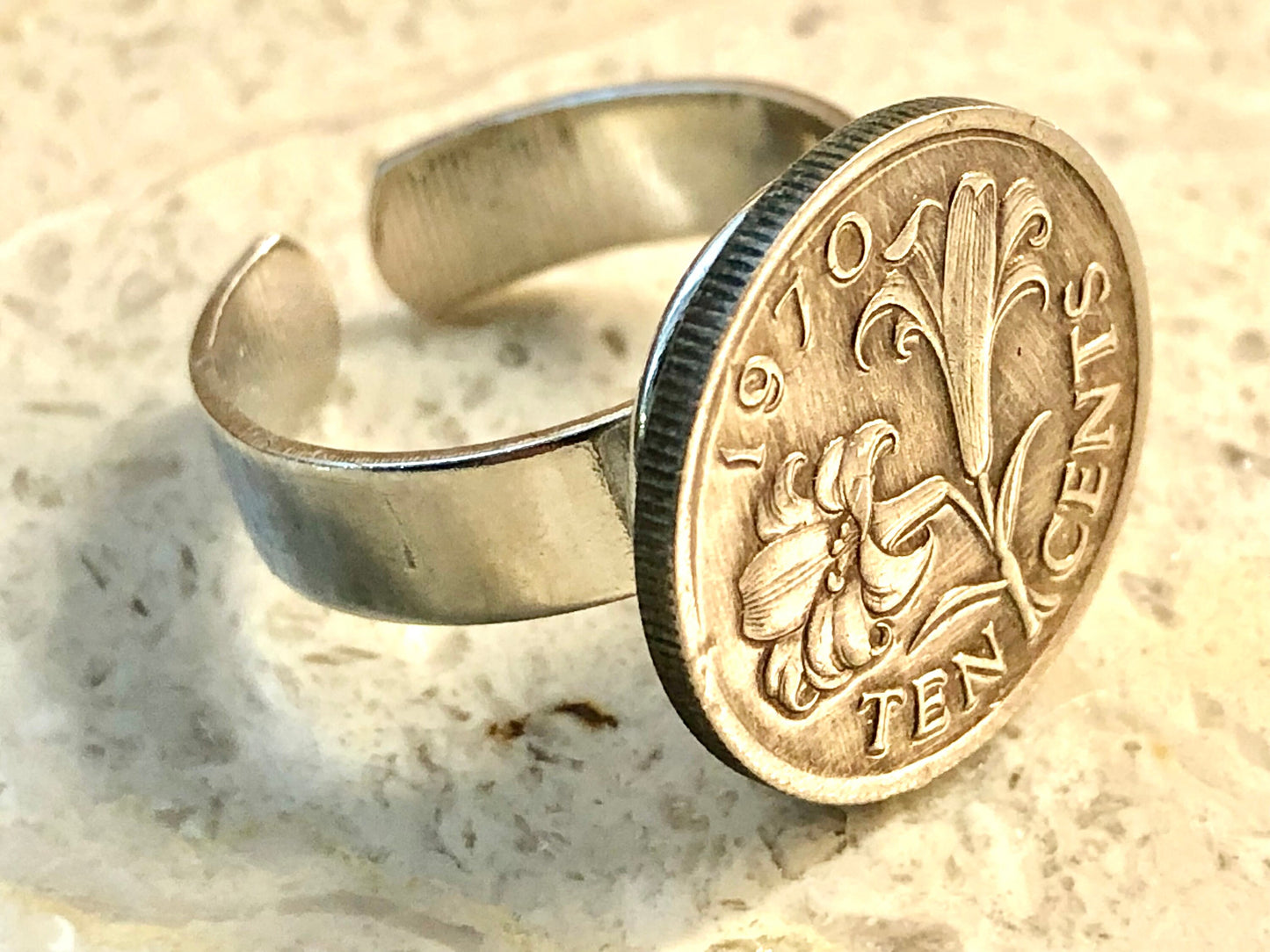 Bermuda Coin Ring Bermy 10 Cents Vintage Adjustable Custom Made Rare Coins Coin Enthusiast Fashion Accessory Handmade