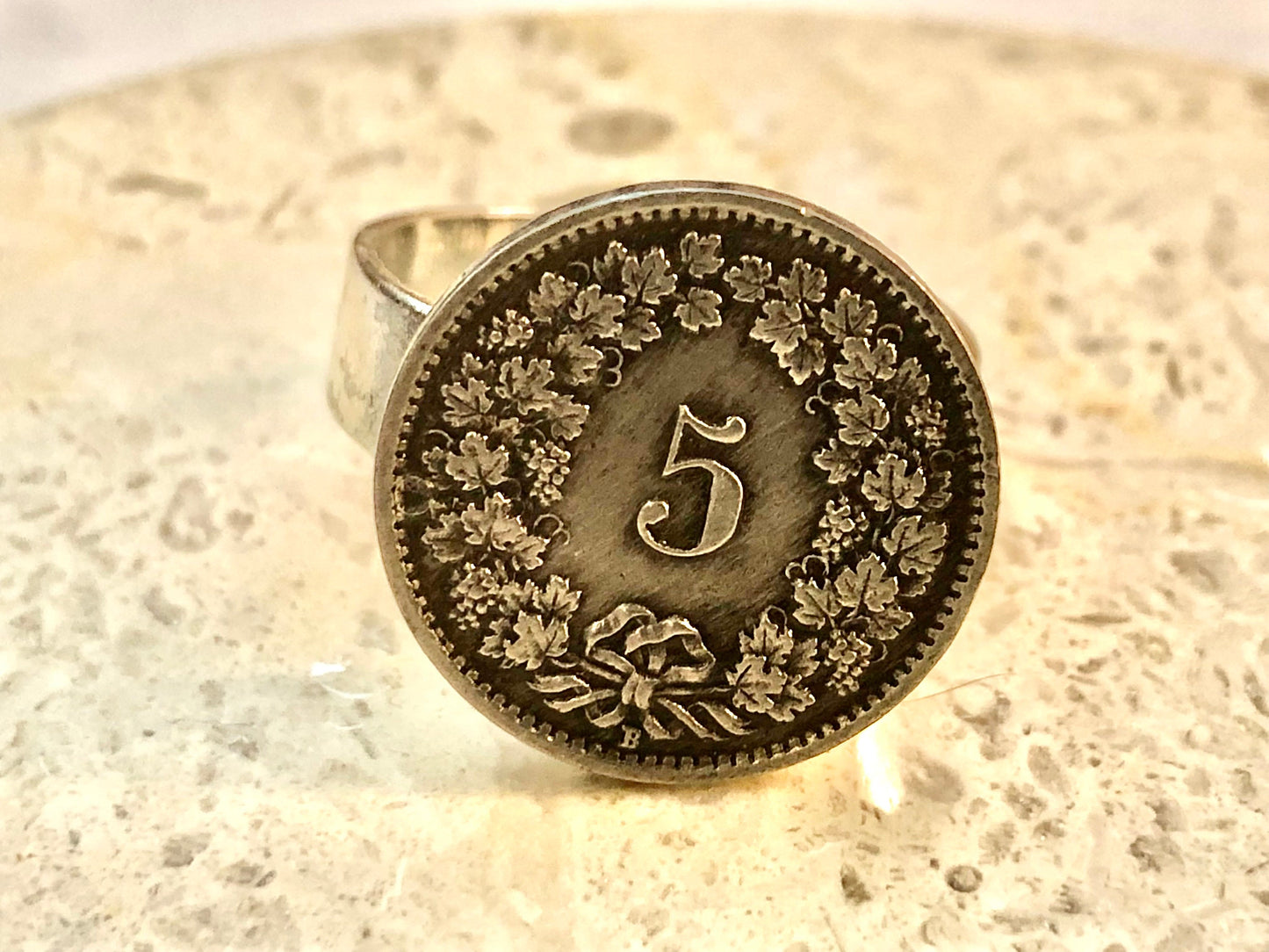 Switzerland Coin Ring Swiss 5 Franc Vintage Adjustable Custom Made Rare Coins Coin Enthusiast Fashion Accessory Handmade