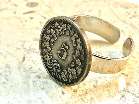 Switzerland Coin Ring Swiss 5 Franc Vintage Adjustable Custom Made Rare Coins Coin Enthusiast Fashion Accessory Handmade