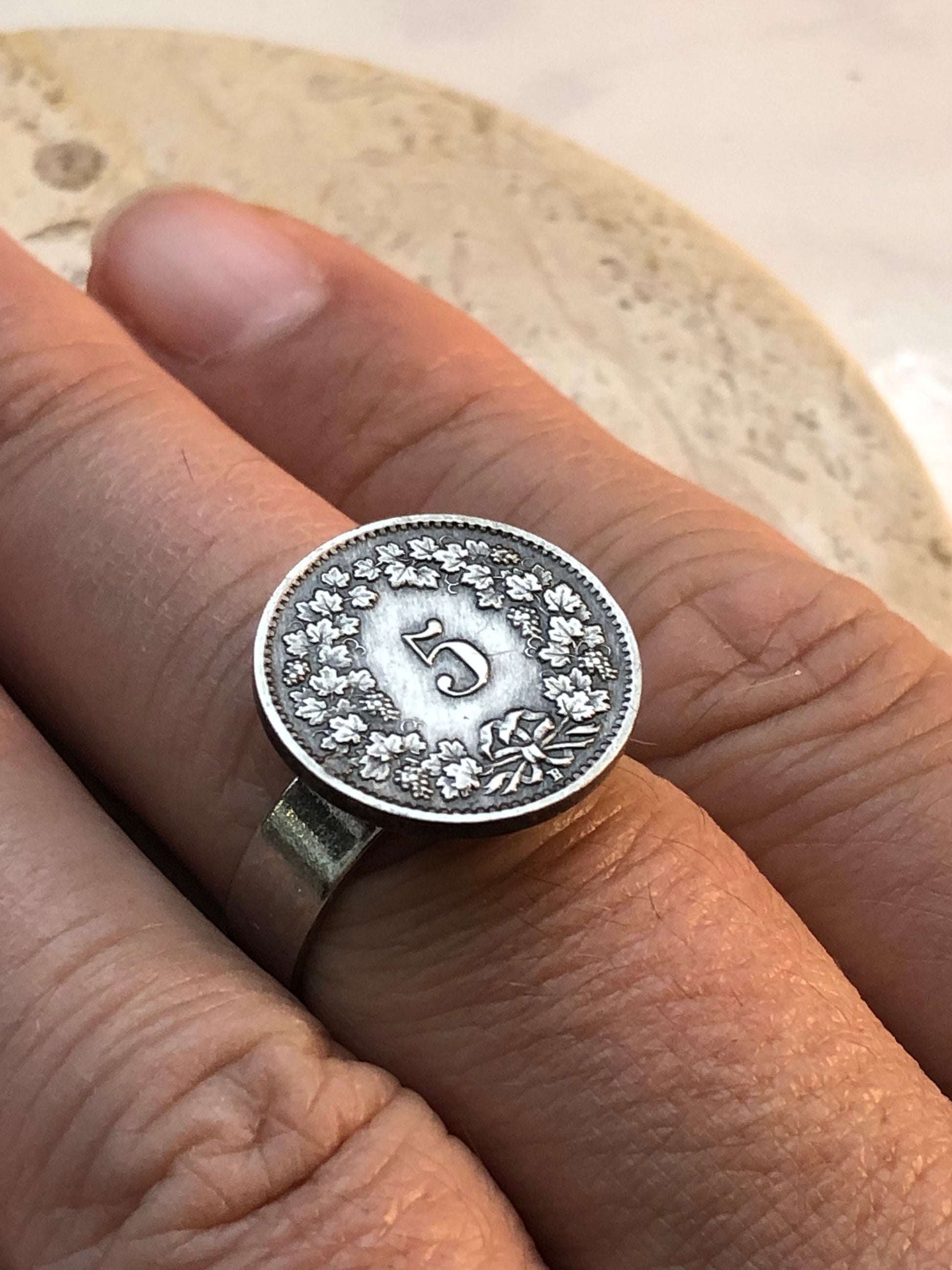Switzerland Coin Ring Swiss 5 Franc Vintage Adjustable Custom Made Rare Coins Coin Enthusiast Fashion Accessory Handmade