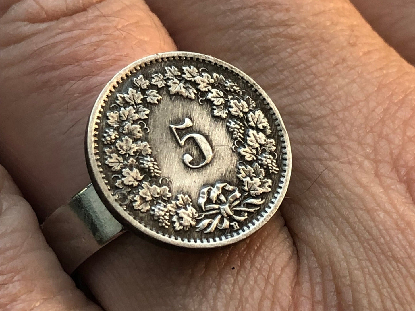 Switzerland Coin Ring Swiss 5 Franc Vintage Adjustable Custom Made Rare Coins Coin Enthusiast Fashion Accessory Handmade