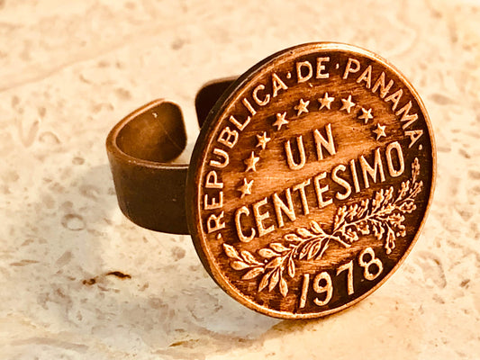 Panama Coin Ring One Centesimo Panamanian One Cent Adjustable Custom Vintage and Rare Coins Coin Enthusiast - Handmade