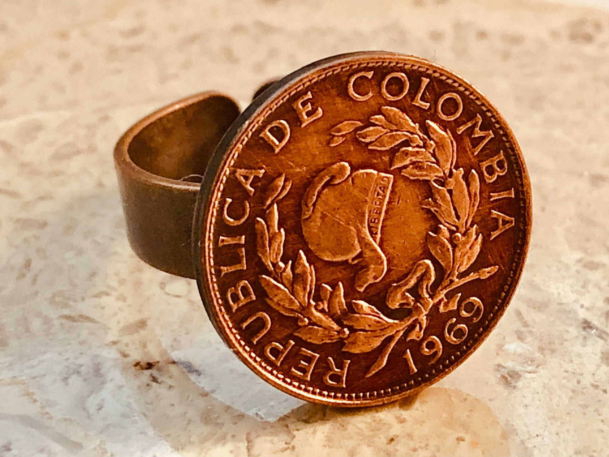 Colombia Coin Ring Columbian Centavos Adjustable Custom Vintage and Rare Coins Coin Enthusiast - Fashion Accessory Handmade