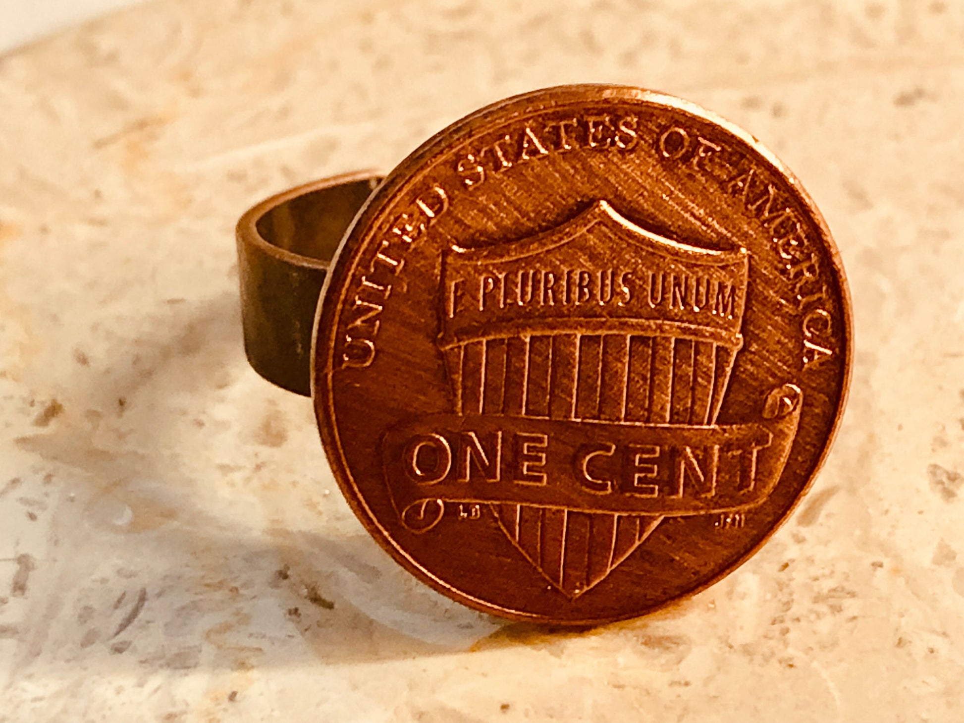 United States Coin Ring USA Lincoln Shield Cent Penny Adjustable Custom Vintage and Rare Coins Coin Enthusiast Fashion Accessory
