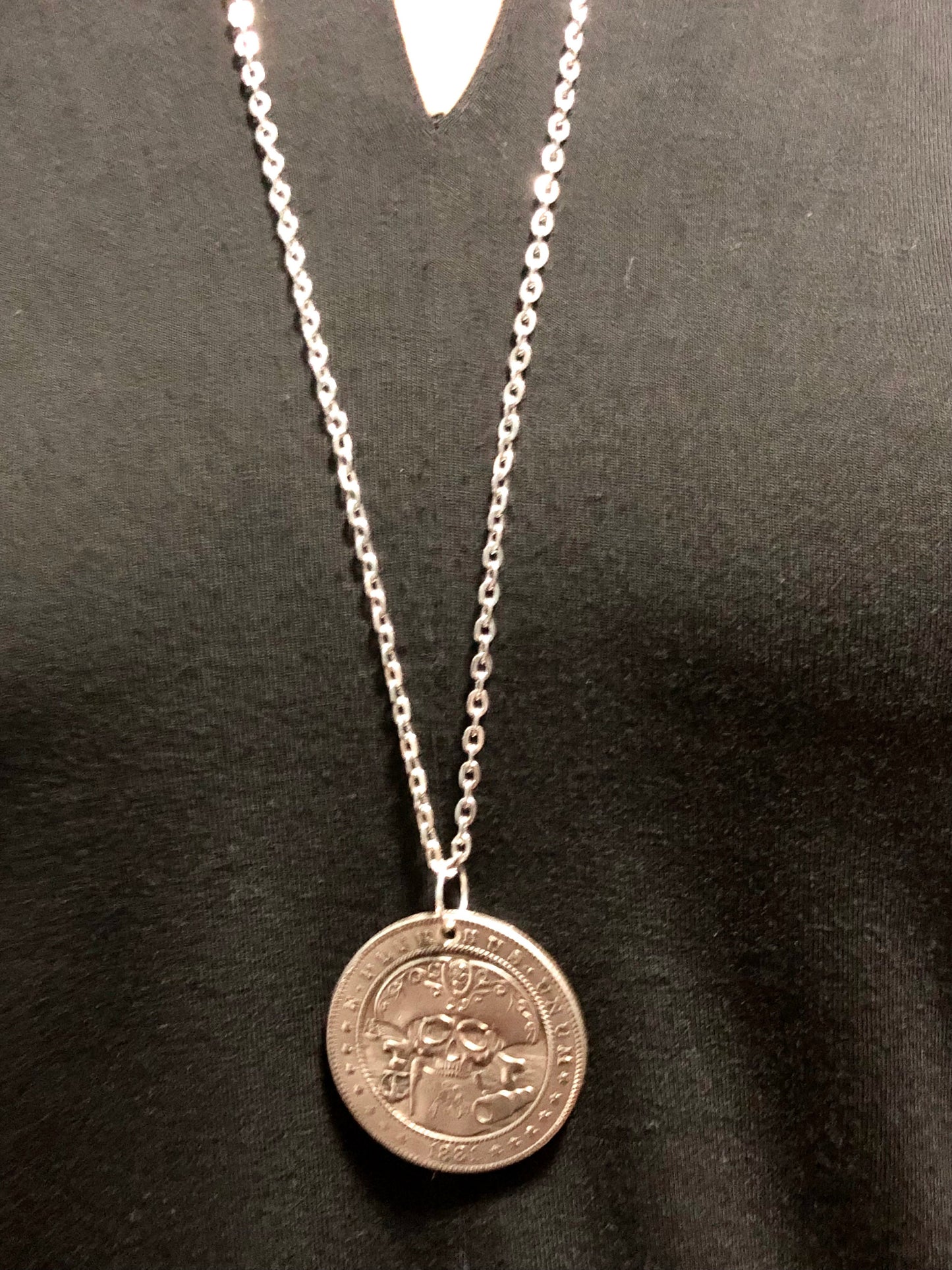 Pirate with Treasure Map Medallion Coin Pendant Necklace Custom Made Vintage Novelty Coins USA Morgan Dollar Eagle - Coin Enthusiast