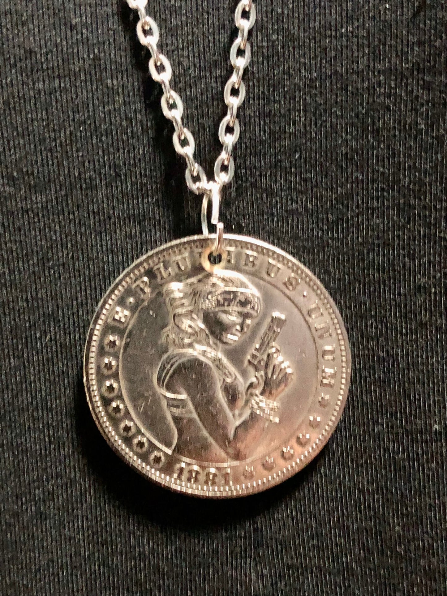 Girl with Pistol Medallion Coin Pendant Necklace Custom Made Vintage Novelty Coins USA Morgan Dollar Eagle - Coin Enthusiast