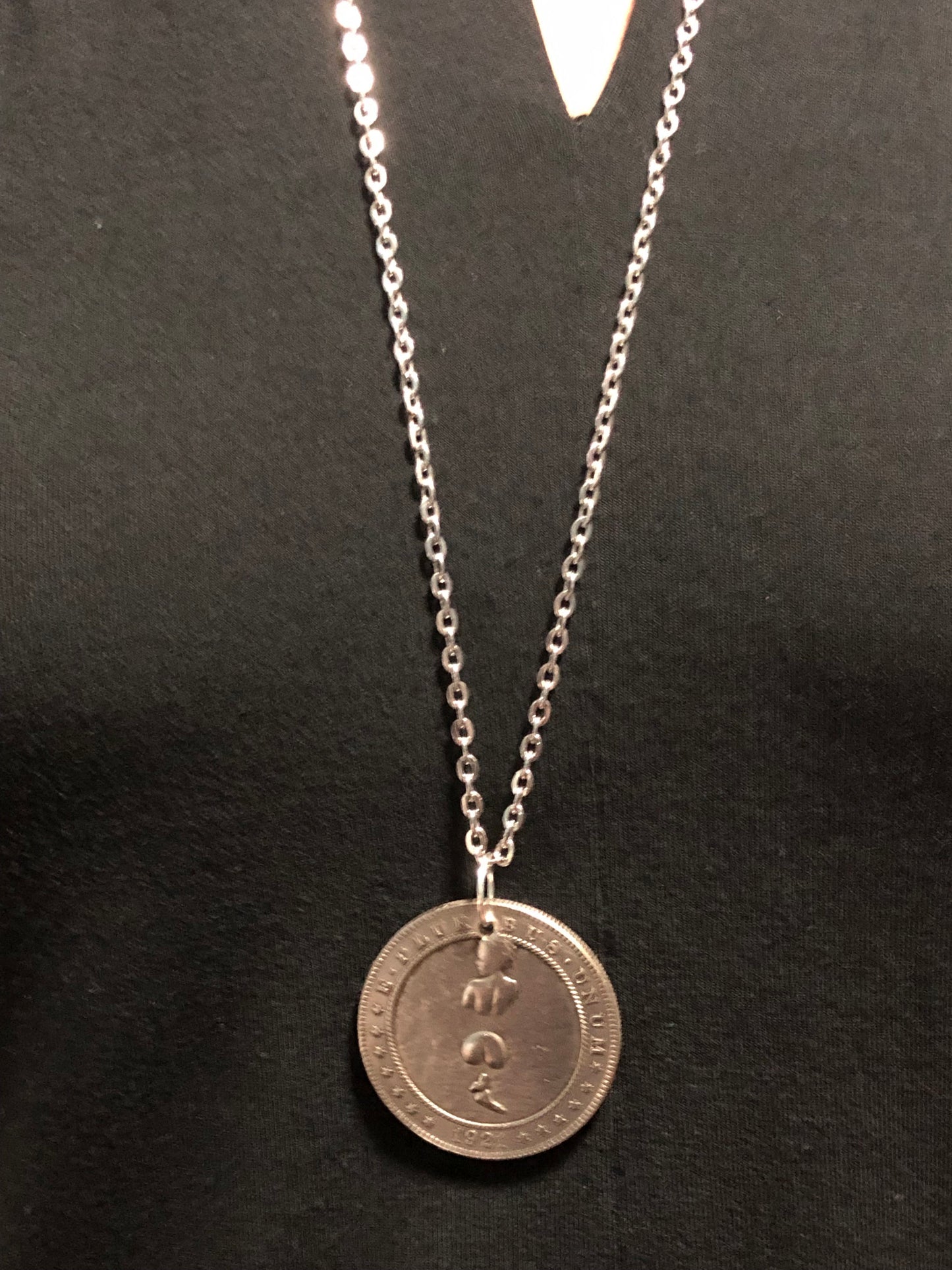 Girl in the Water Medallion Coin Pendant Necklace Custom Made Vintage Novelty Coins USA Morgan Dollar Eagle - Coin Enthusiast