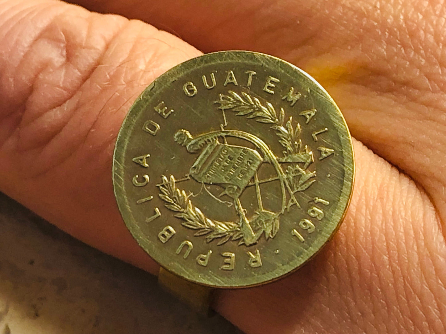 Guatemala Coin Ring Guatemalan Currency Vintage Adjustable Custom Made Rare Coins Coin Enthusiast Fashion Accessory Handmade