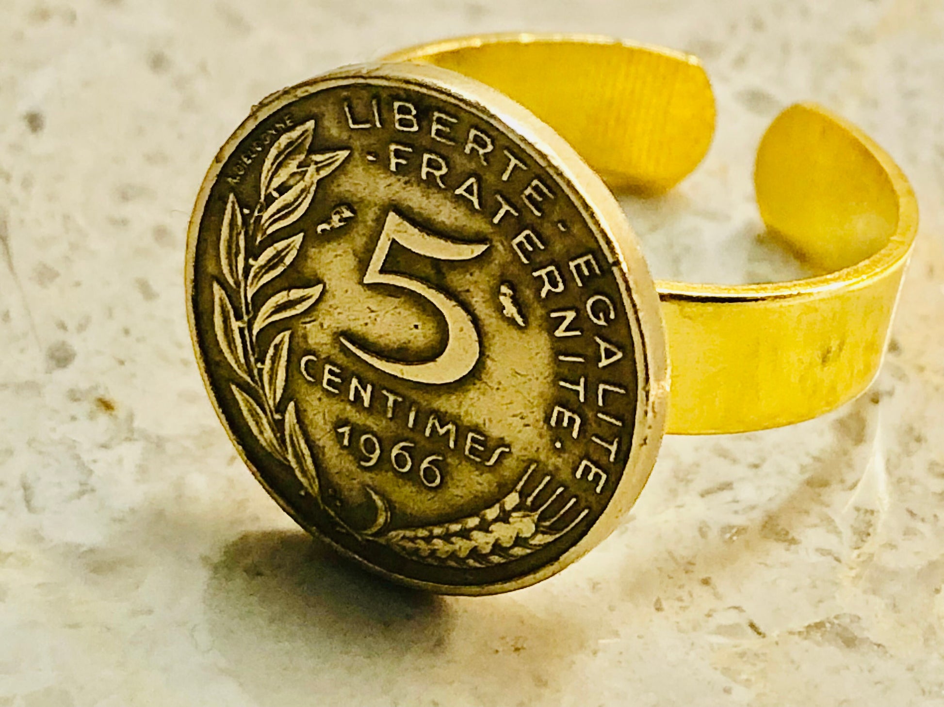 France Coin Ring French 5 Centimes Vintage Adjustable Custom Made Rare Coins Coin Enthusiast Fashion Handmade - Choose Your Year