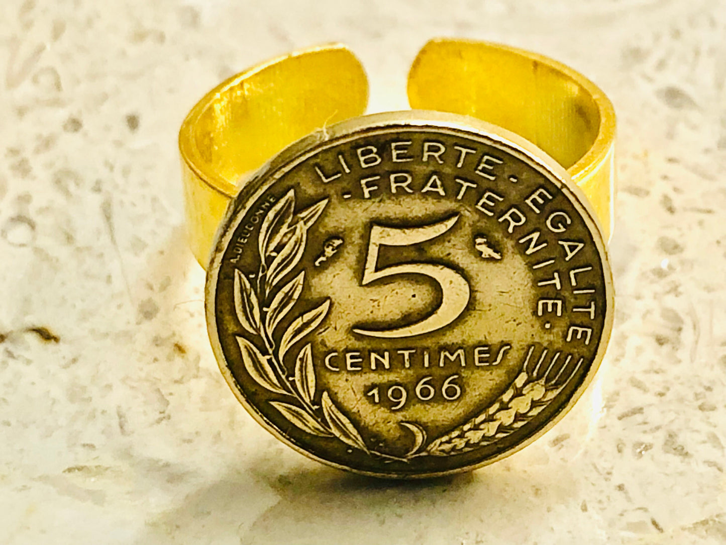 France Coin Ring French 5 Centimes Vintage Adjustable Custom Made Rare Coins Coin Enthusiast Fashion Handmade - Choose Your Year