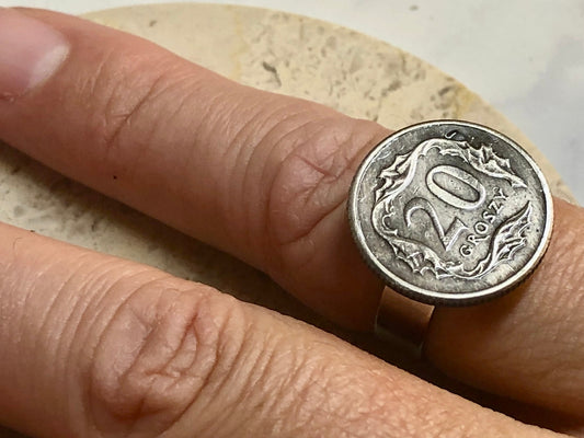 Poland Coin Ring Polish 20 Groszy Vintage Adjustable Custom Made Rare Coins Coin Enthusiast Fashion Accessory Handmade