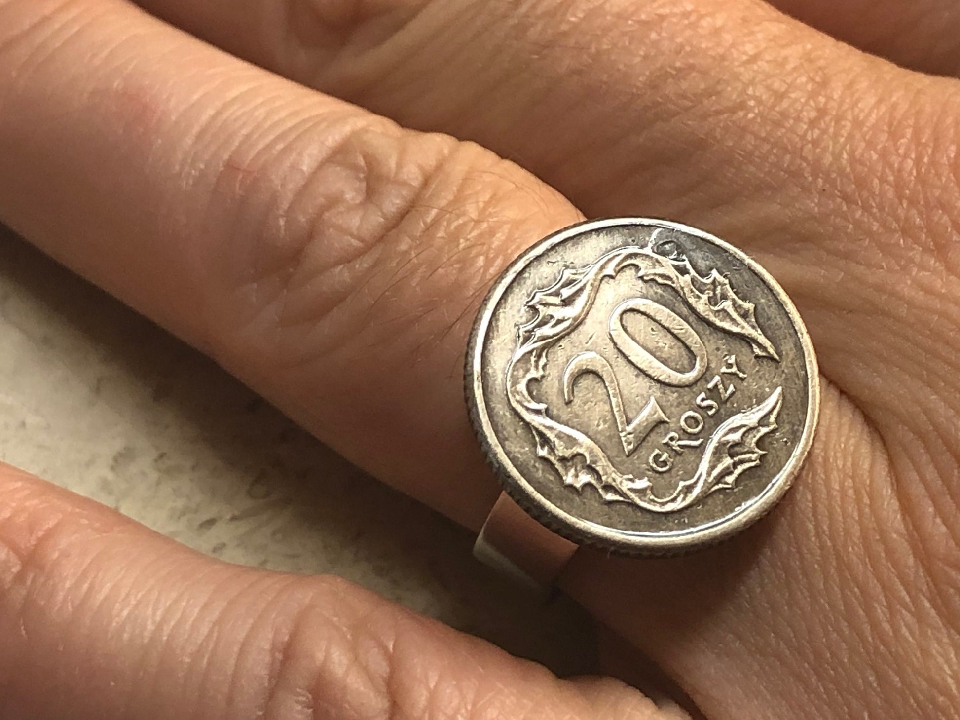 Poland Coin Ring Polish 20 Groszy Vintage Adjustable Custom Made Rare Coins Coin Enthusiast Fashion Accessory Handmade