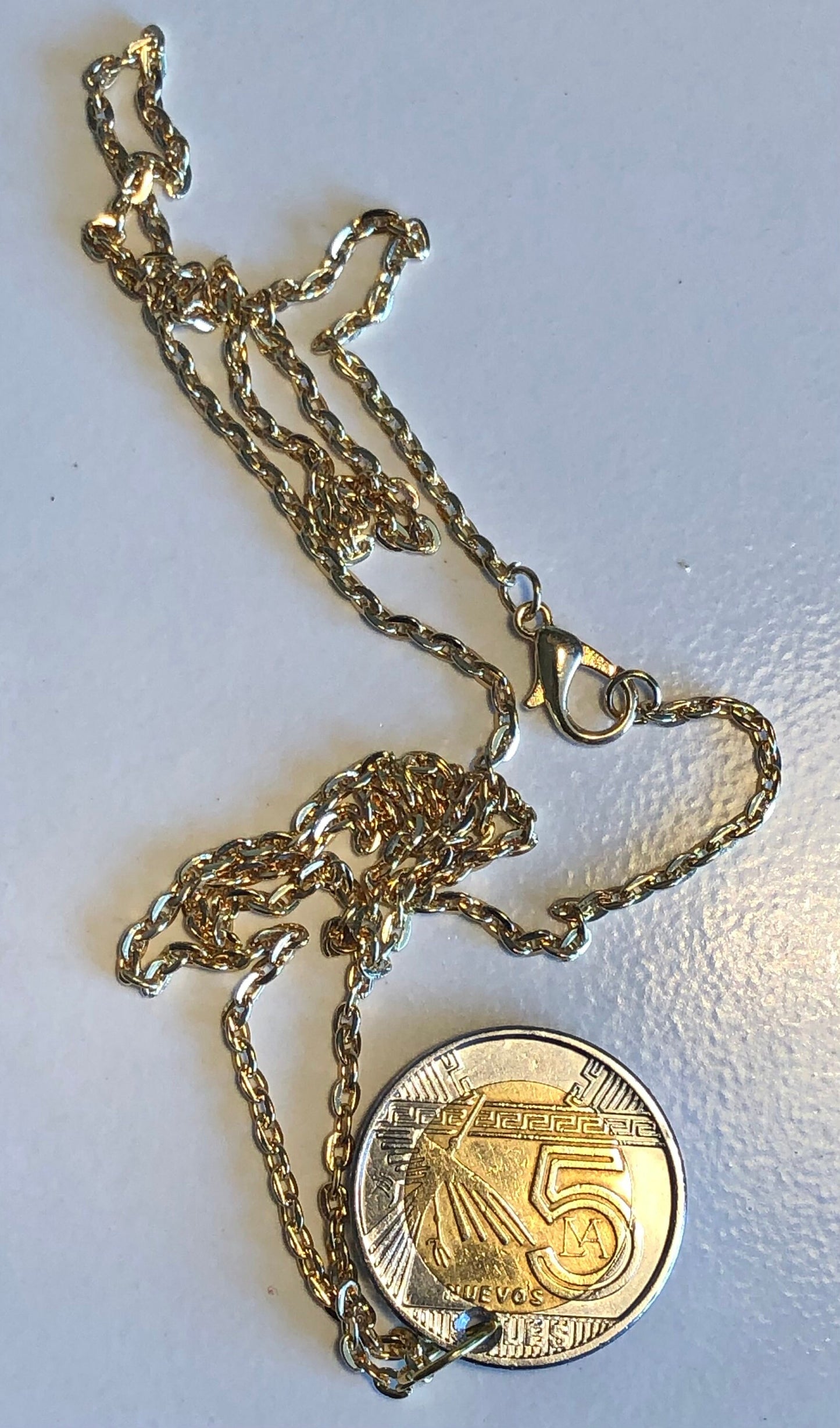 Peru Coin Pendant Peruvian 5 Nuevos Soles Personal Vintage Necklace Old Handmade Jewelry Gift Friend Charm For Him Her World Coin Collector