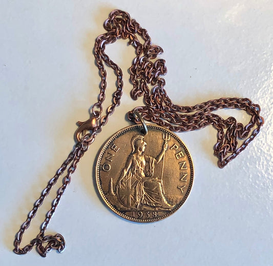 Britain England Coin Pendant United Kingdom Large Penny Custom Made Rare coins - Coin Enthusiast -Fashion Gift Accessory - Choose Your Year
