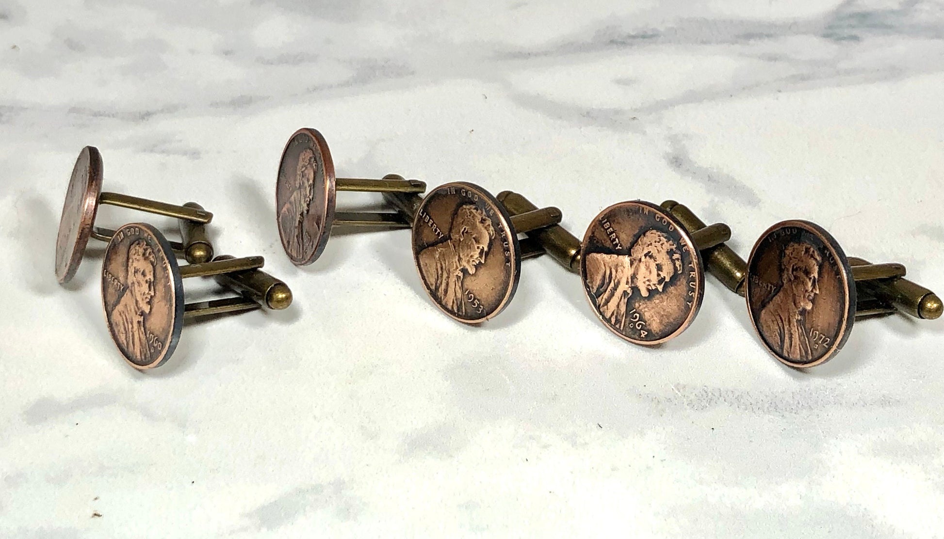 USA Penny Coin Cuff Links United States One Cent Cufflinks Custom Made Vintage & Rare coins - Coin Enthusiast - Fashion - Choose Your Years