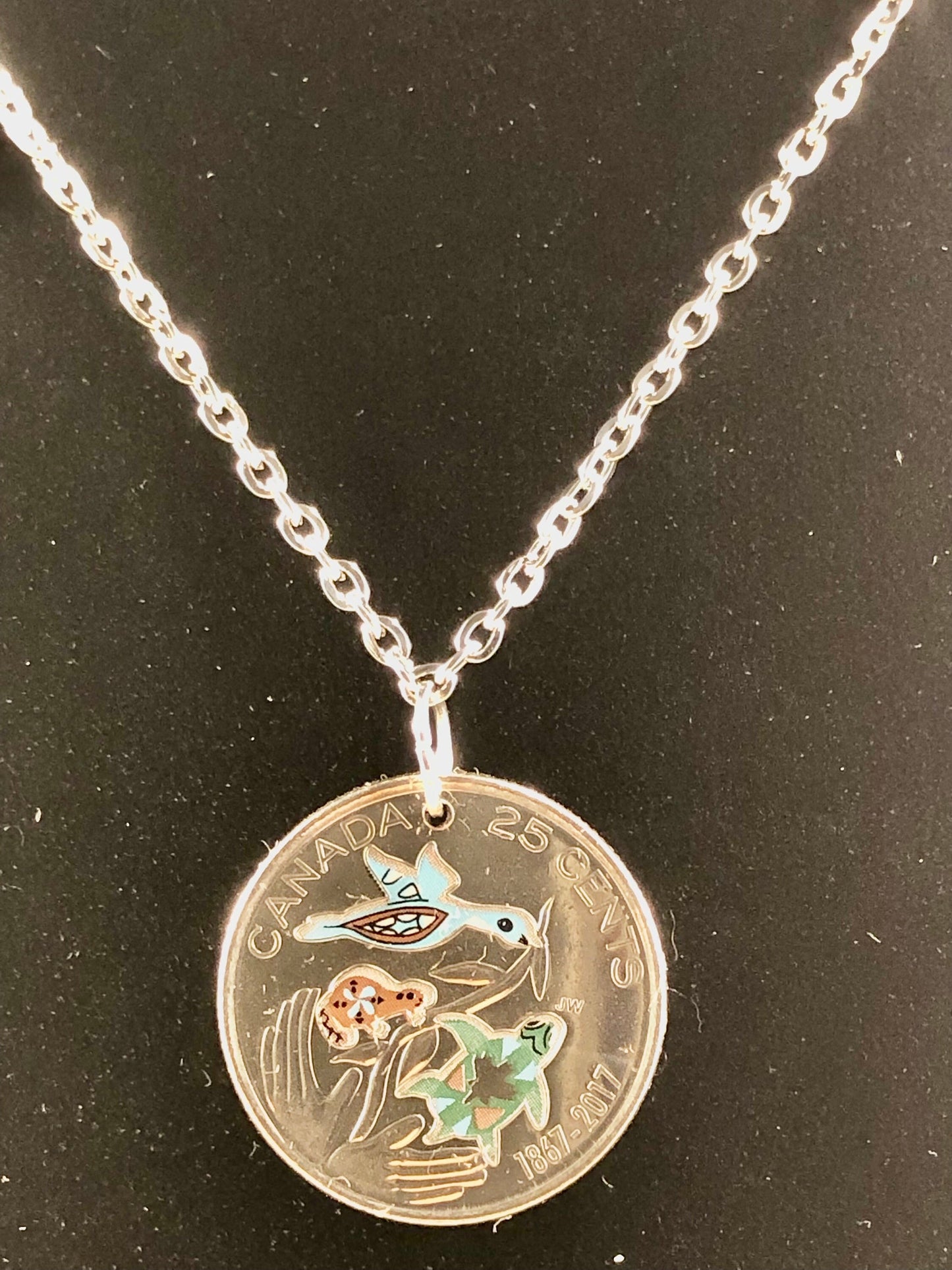 Canadian Quarter Necklace Pendant Canada 2017 25 Turtles Custom Made Vintage and Rare coins - Coin Enthusiast Handmade