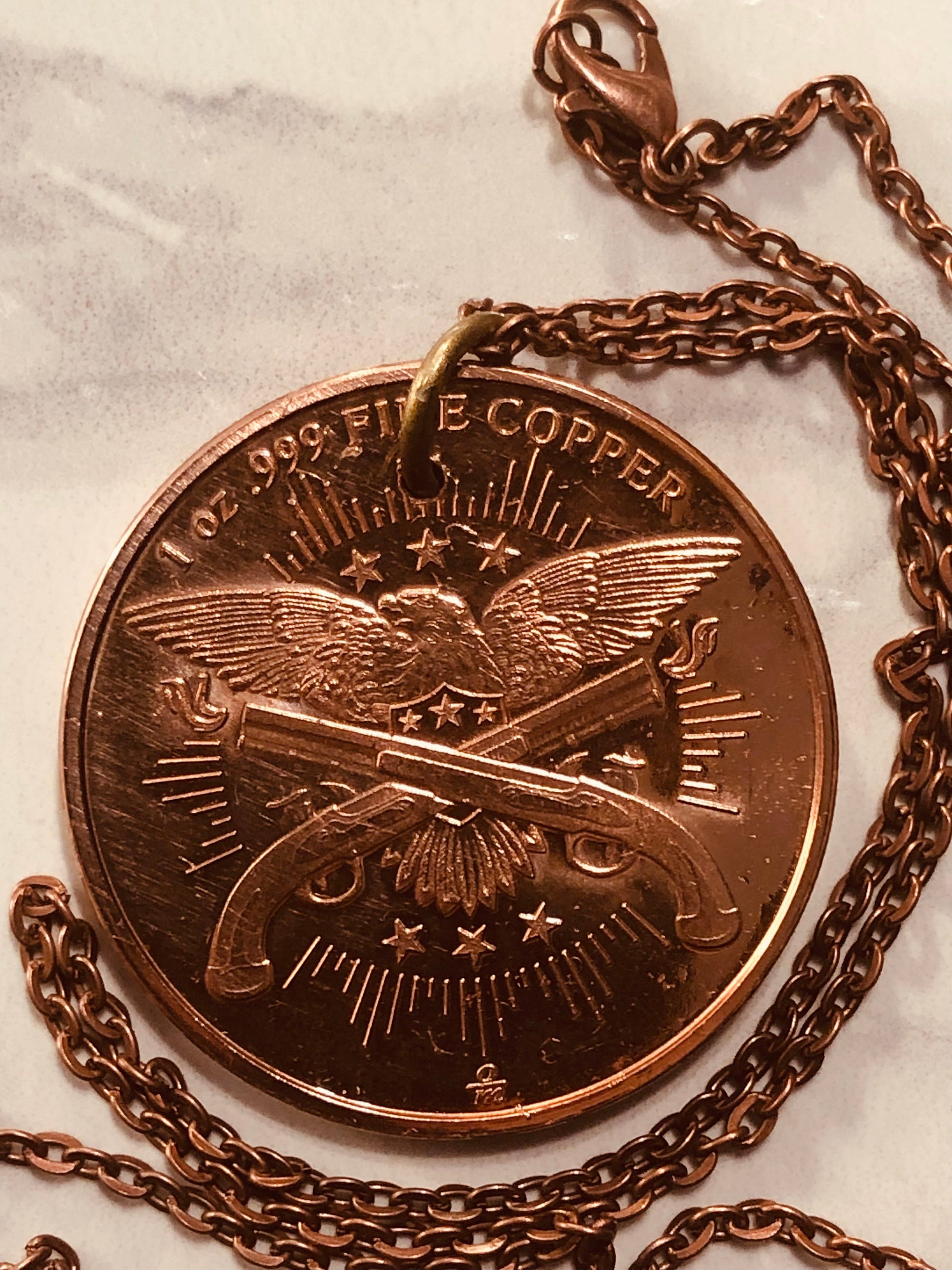 United States Coin Necklace One Ounce Pure Copper USA Pendant Vintage Custom Made Rare Coins Coin Enthusiast Fashion Handmade