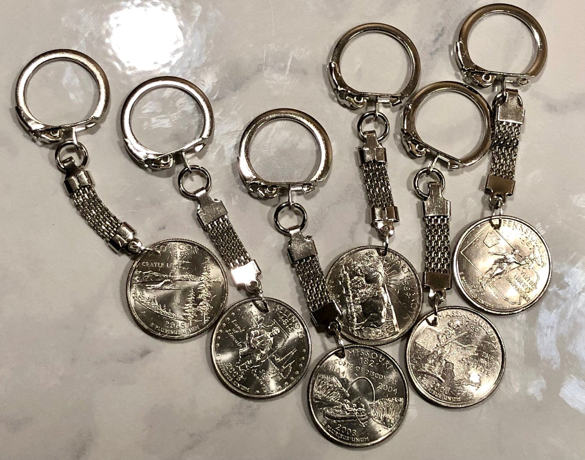 Keychain State Quarter United States America USA Coin Custom Made Rare Coins - Coin Enthusiast - Handmade - Choose Your State