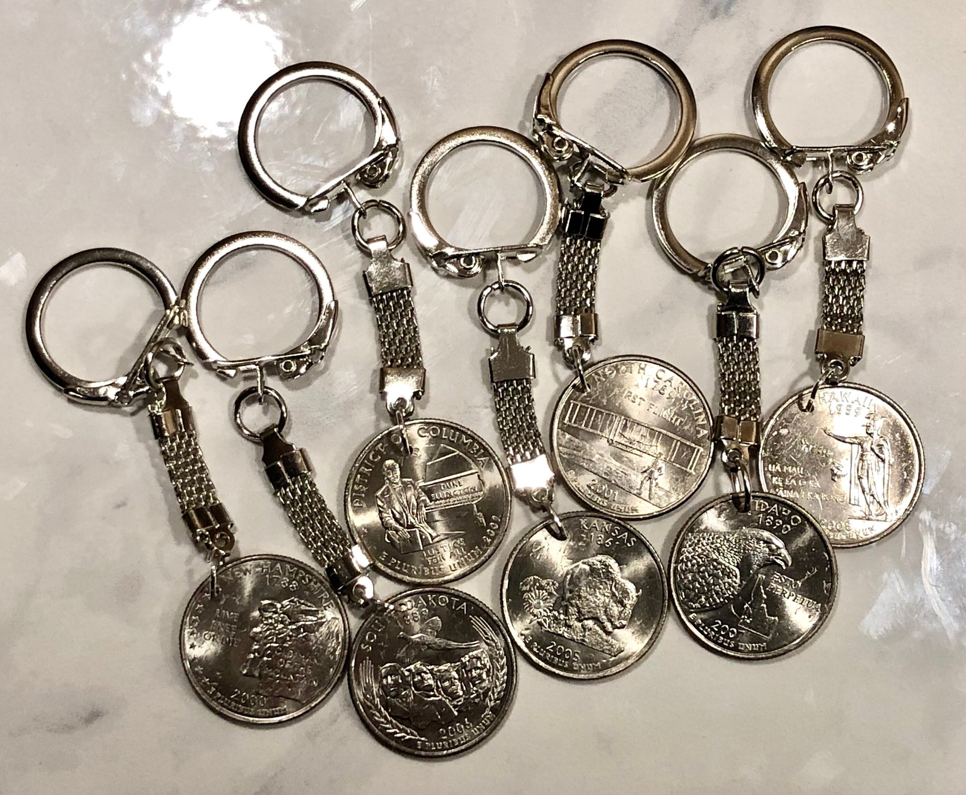 Keychain State Quarter United States America USA Coin Custom Made Rare Coins - Coin Enthusiast - Handmade - Choose Your State