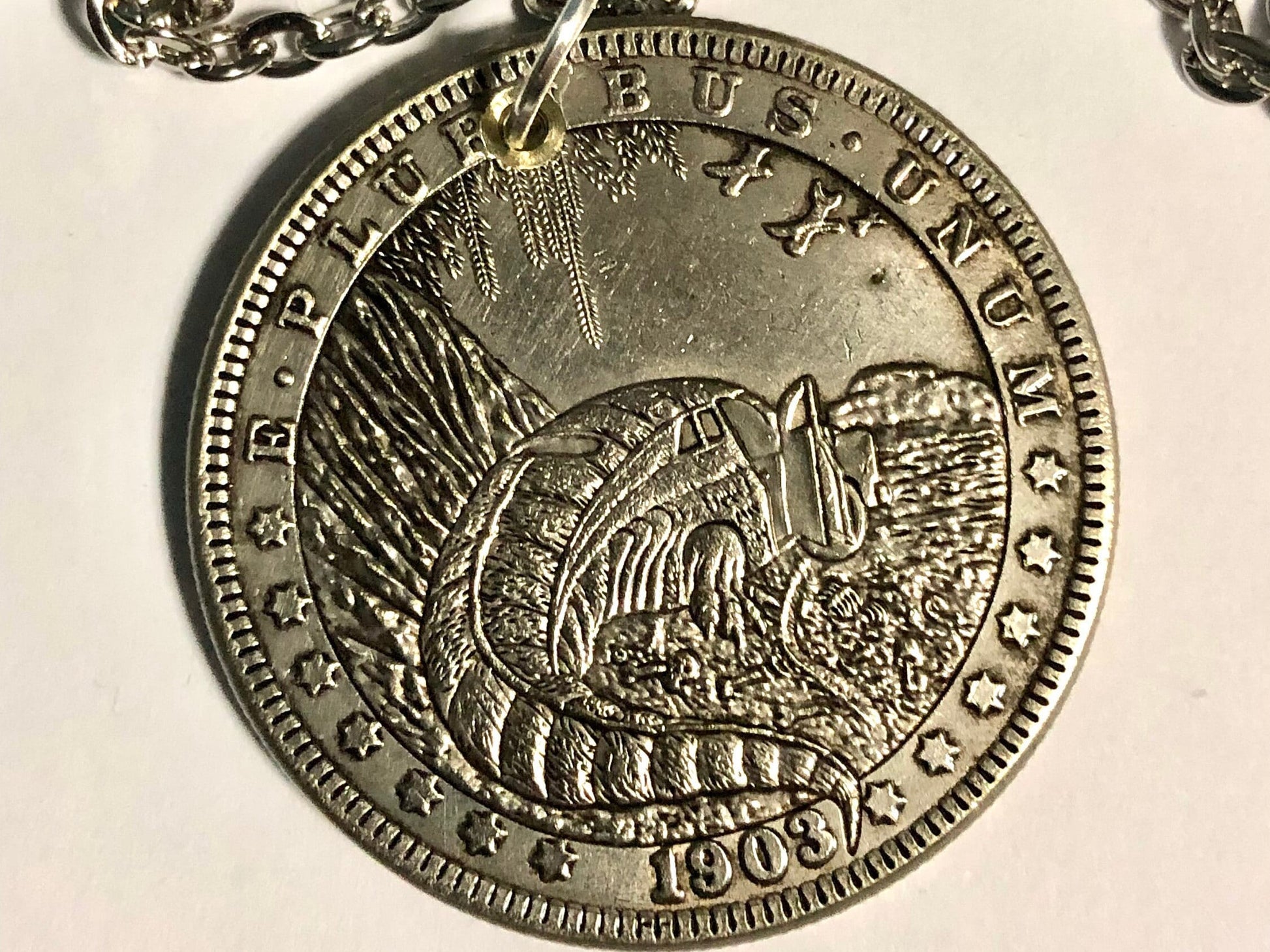 Reptile Car Medallion Coin Pendant Necklace Custom Made Vintage Novelty Coins USA Morgan Dollar Eagle - Coin Enthusiast