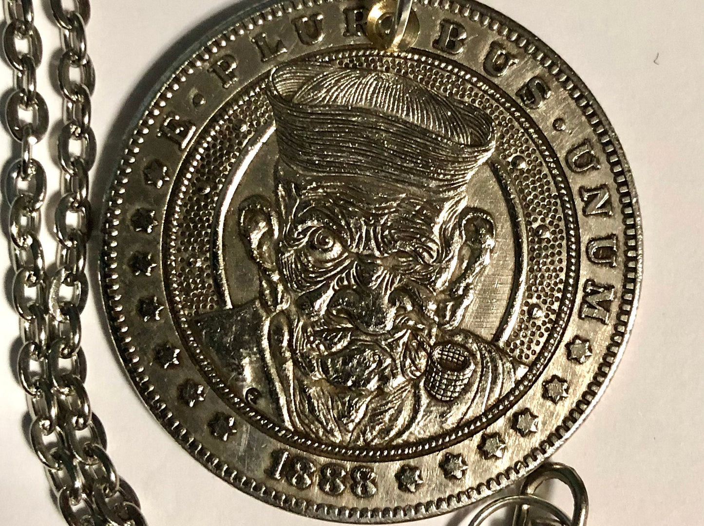 Old Sailor Man Medallion Coin Pendant Necklace Custom Made Vintage Novelty Coins USA Morgan Dollar Eagle - Coin Enthusiast
