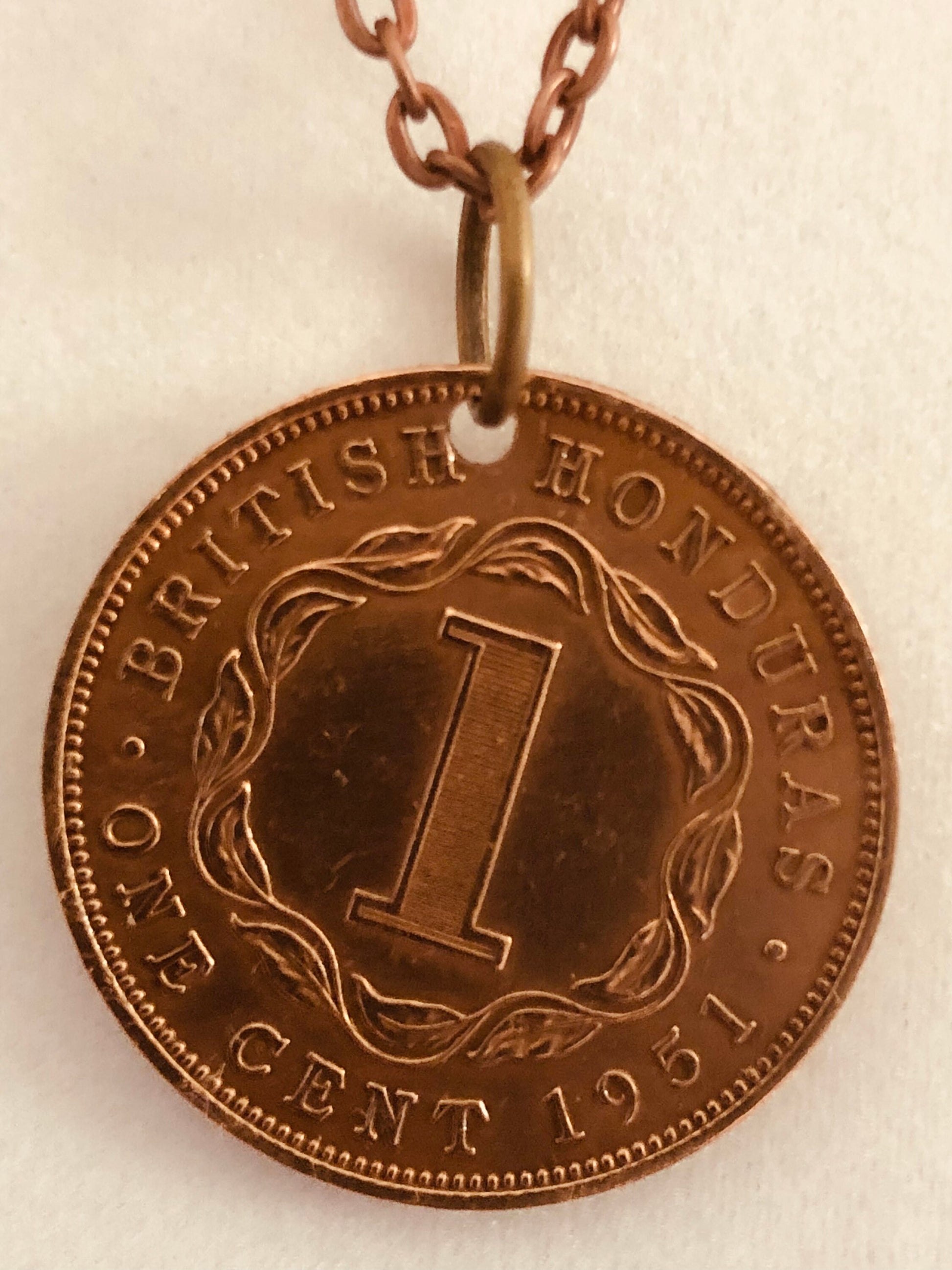 British Honduras 1951 Coin Pendant Necklace One Cent Custom Personal Handmade Jewelry Gift Friend Charm For Him Her World Coin Collector