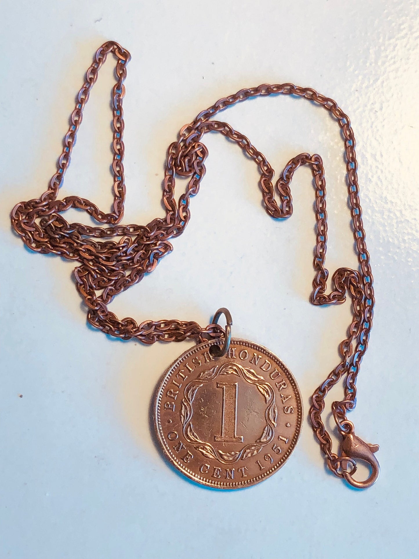 British Honduras 1951 Coin Pendant Necklace One Cent Custom Personal Handmade Jewelry Gift Friend Charm For Him Her World Coin Collector