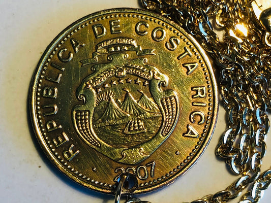 Costa Rica 100 Coin Pendant Necklace 100 Colones B.C.C.R. Custom Made Rare coins - Coin Enthusiast Fashion Accessory