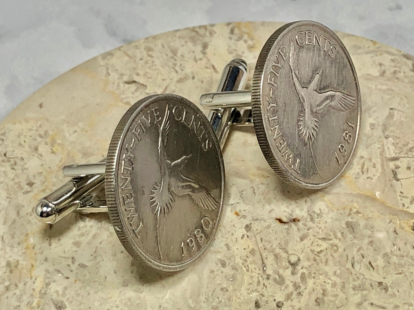 Bermuda Coin Cufflinks 25 Cents Custom Made Rare Coins Vintage Handmade Jewelry Gift Friend Charm For Him Her World Coin Collector