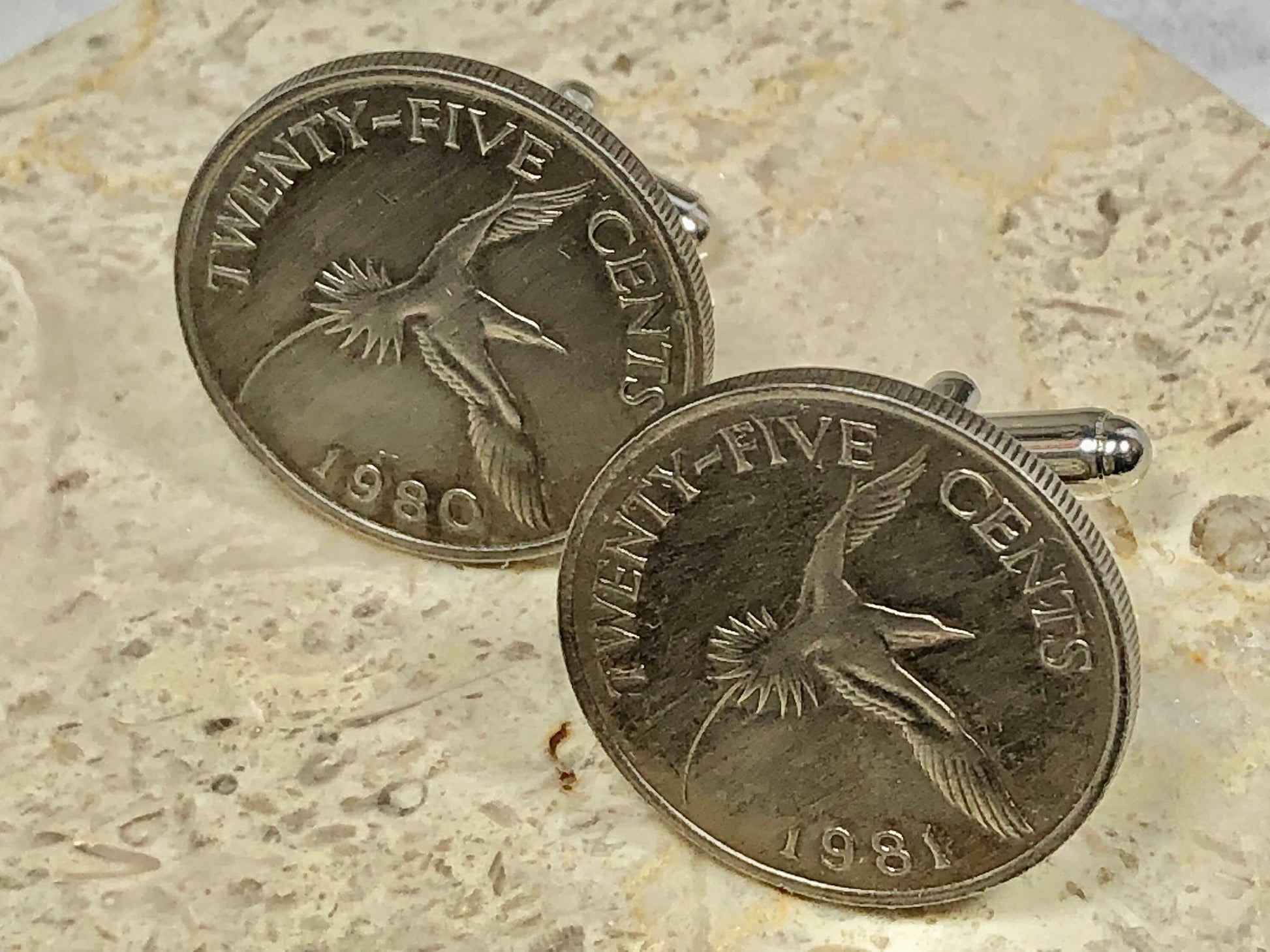 Bermuda Coin Cufflinks 25 Cents Custom Made Rare Coins Vintage Handmade Jewelry Gift Friend Charm For Him Her World Coin Collector