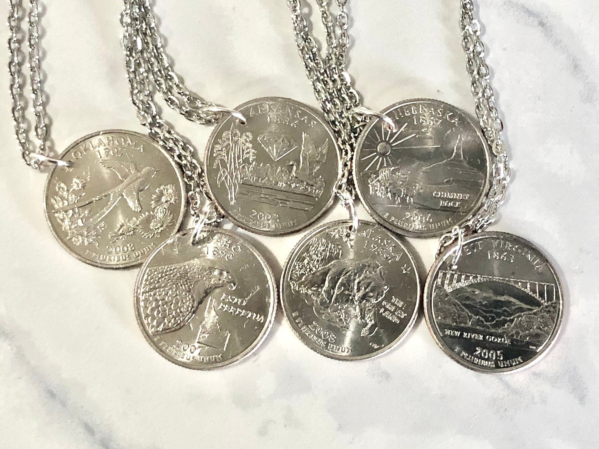 State Quarter Necklace United States Pendant America USA Coin Custom Made Rare coins - Coin Enthusiast - Handmade - Fashion
