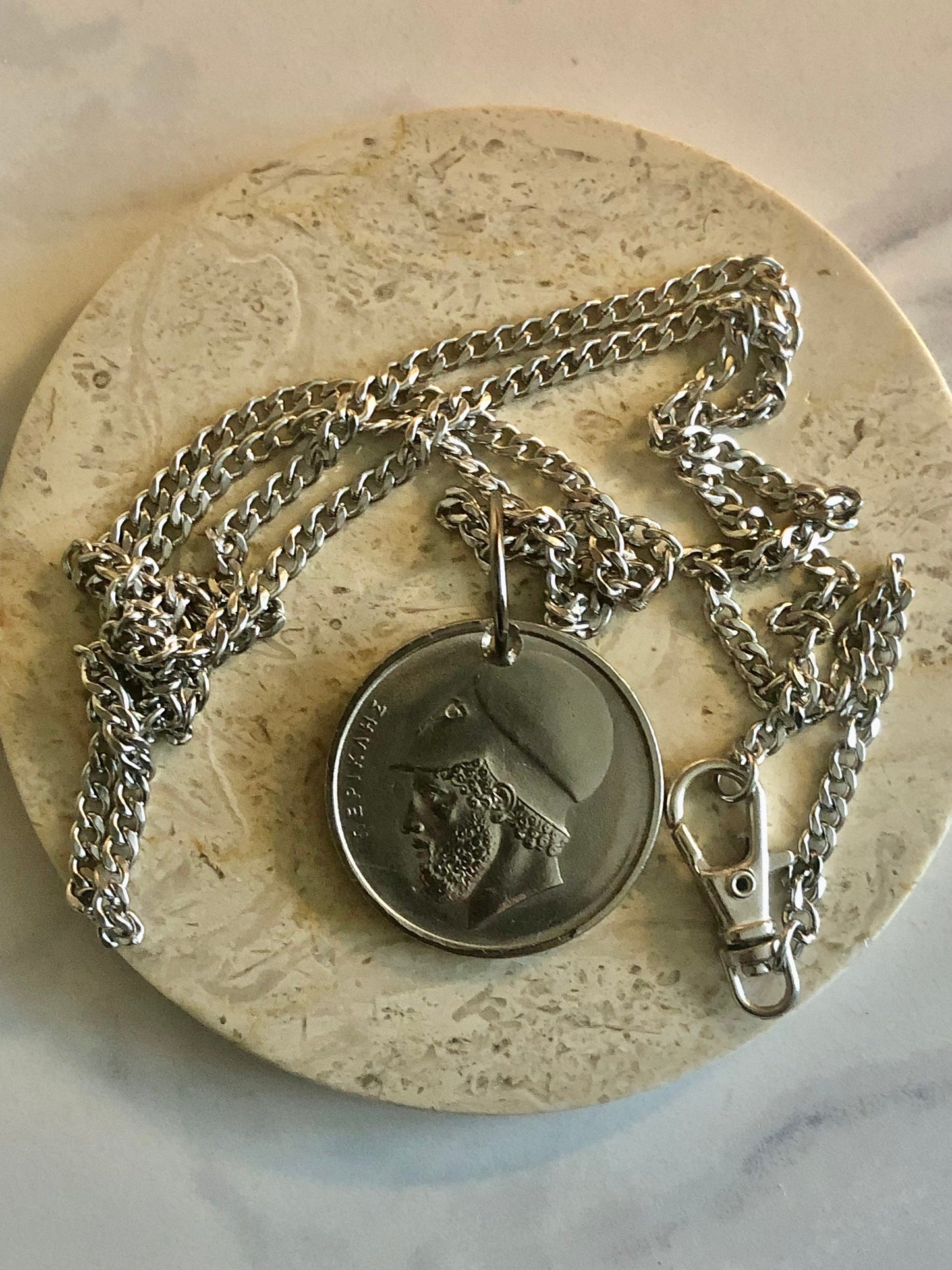 Greece Coin Necklace - 20 Drachmas - Corinthian/Greek War Helmet Pendant Custom Made Vintage & Rare coins - Coin Enthusiast Handmade