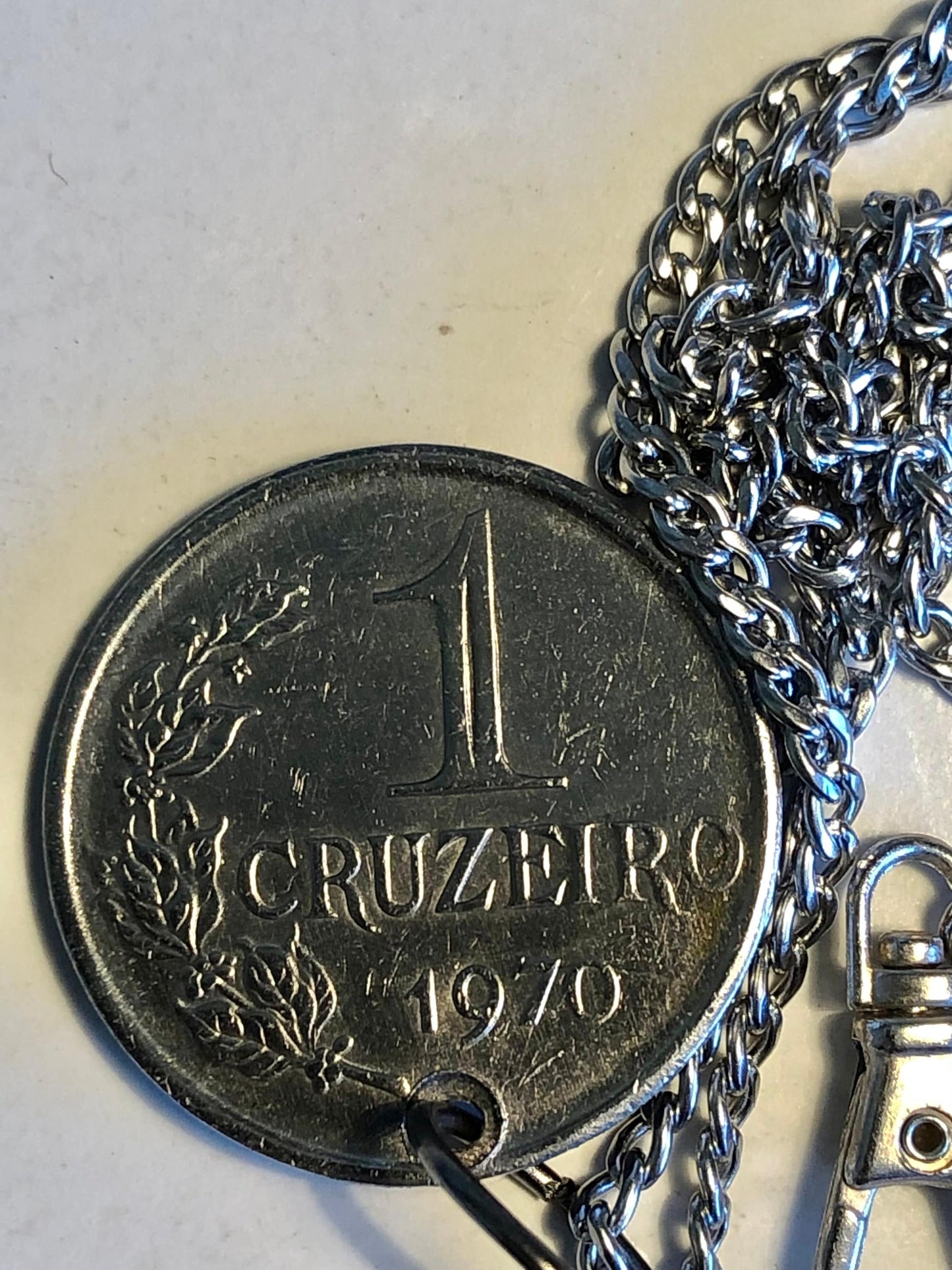 Brazil Coin Necklace - 1 Cruzeiro - 1970 Brazilian Pendant Custom Made Vintage & Rare coins - Coin Enthusiast Handmade