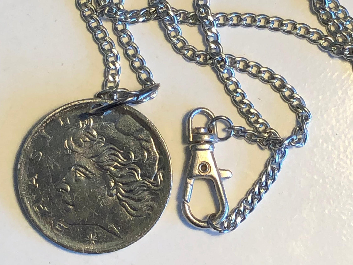 Brazil Coin Necklace - 1 Cruzeiro - 1970 Brazilian Pendant Custom Made Vintage & Rare coins - Coin Enthusiast Handmade